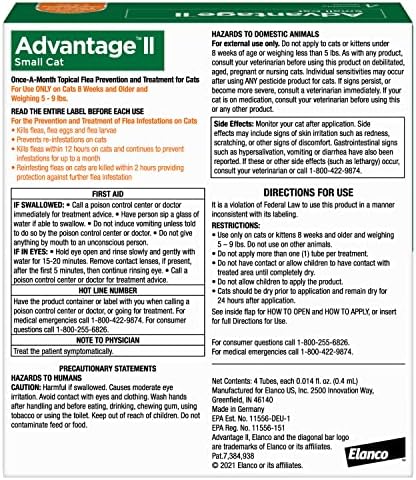 Advantage II Small Cat Vet-Recommended Flea Treatment & Prevention | Cats 5-9 lbs. | 6-Month Supply
