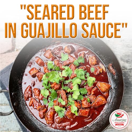 Guajillo Chiles Peppers Dried Whole 4 oz – Natural and Premium. Great For Mexican Recipes Like Mole, Tamales, Salsa, Meats. Mild to Medium Heat, Complex Fruity Flavor. Resealable Bag