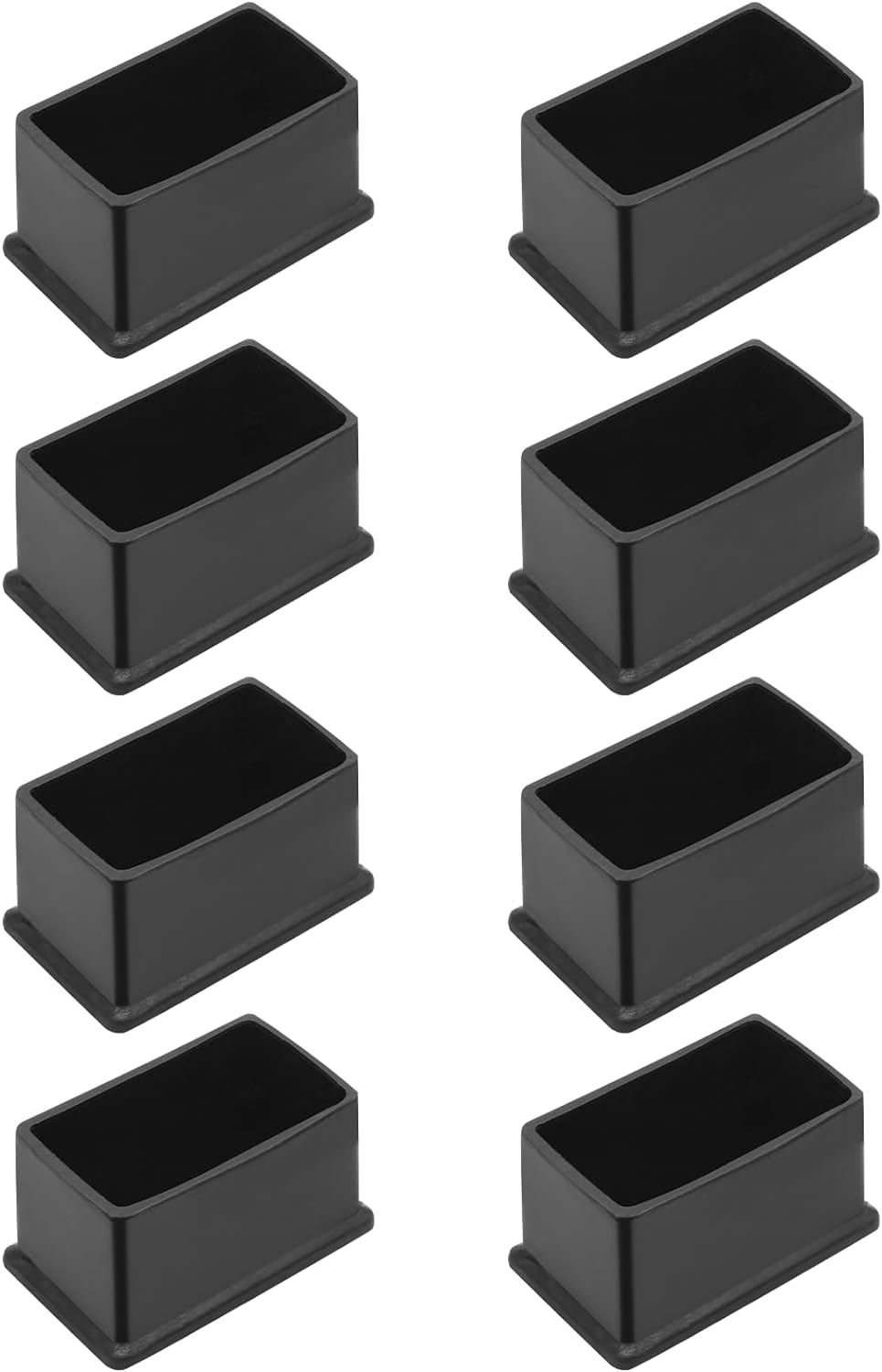 Bonsicoky 20Pcs Rectangle Rubber Furniture Leg Caps (3/4" x 1-1/2"), Vinyl Flexible Chair Leg Floor Protectors for Patio Indoor Chair Table Bed