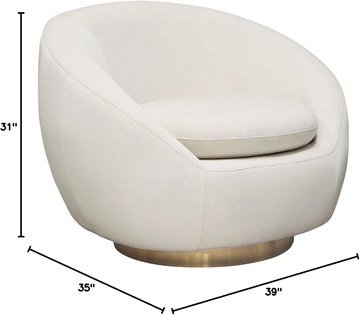 Diamond Sofa Swivel Accent Chair in Light Cream