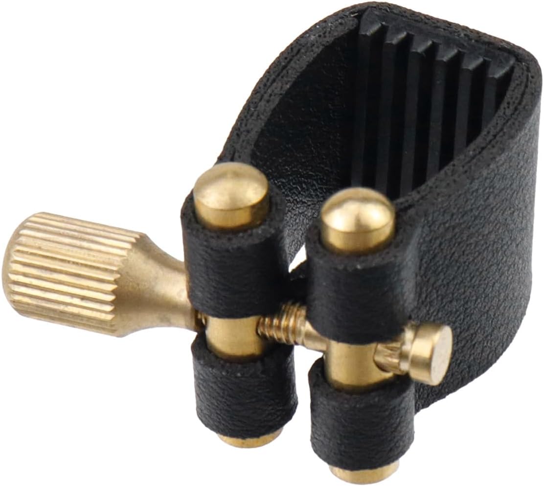 Soprano Saxophone Ligature Black Leather Ligature Fastener | Adjustable Screw, Sax Mouthpiece Ligature Fastener