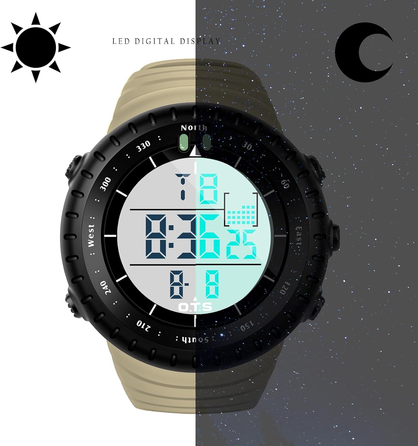 PALADA Men's Digital Sports Watch Waterproof Tactical Watch with LED Backlight Watches for Men