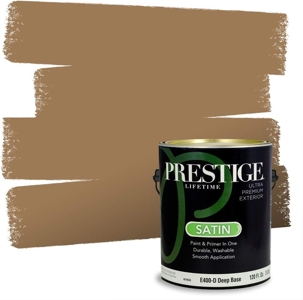 PRESTIGE Paints Exterior Paint and Primer In One, 1-Gallon, Satin, Comparable Match of Sherwin Williams* Relaxed Khaki*