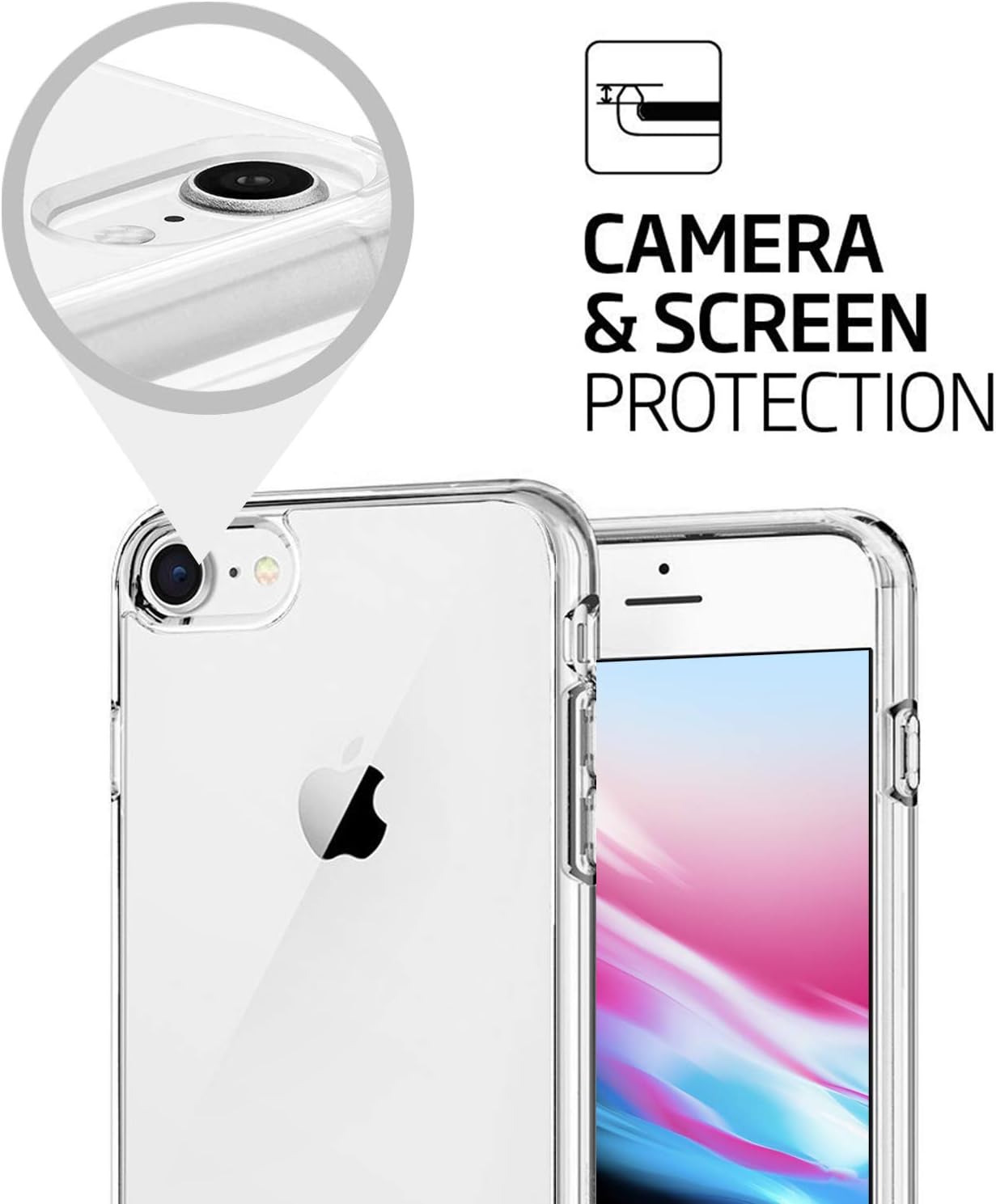 TENOC Phone Case Compatible with iPhone SE (2nd 2020 and 3rd 2022 Generation) & iPhone 7 & iPhone 8, Clear Case Shockproof Protective Bumper Slim Cover for 4.7 Inch