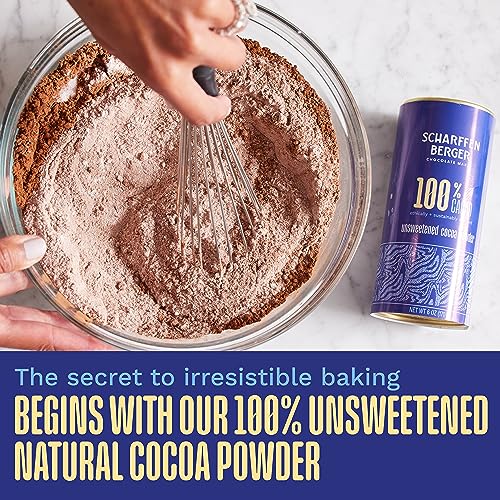 Scharffen Berger 100% Cacao Unsweetened Dark Chocolate Cocoa Powder (6 Ounce, Pack of 1) - Gluten Free, Non GMO, Natural Chocolate Powder