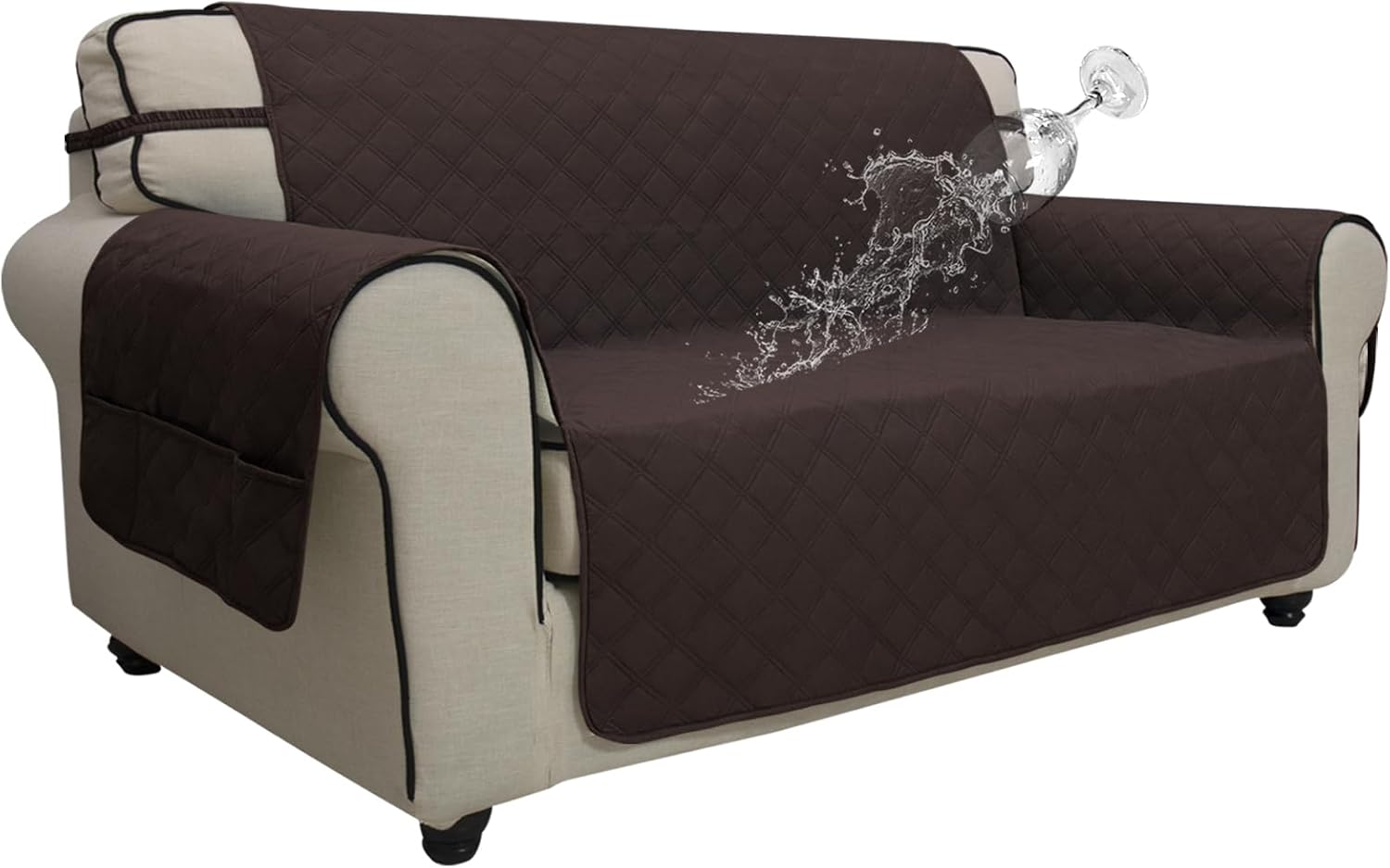 Easy-Going Waterproof Non-Slip Couch Cover, Small Recliner, Chocolate