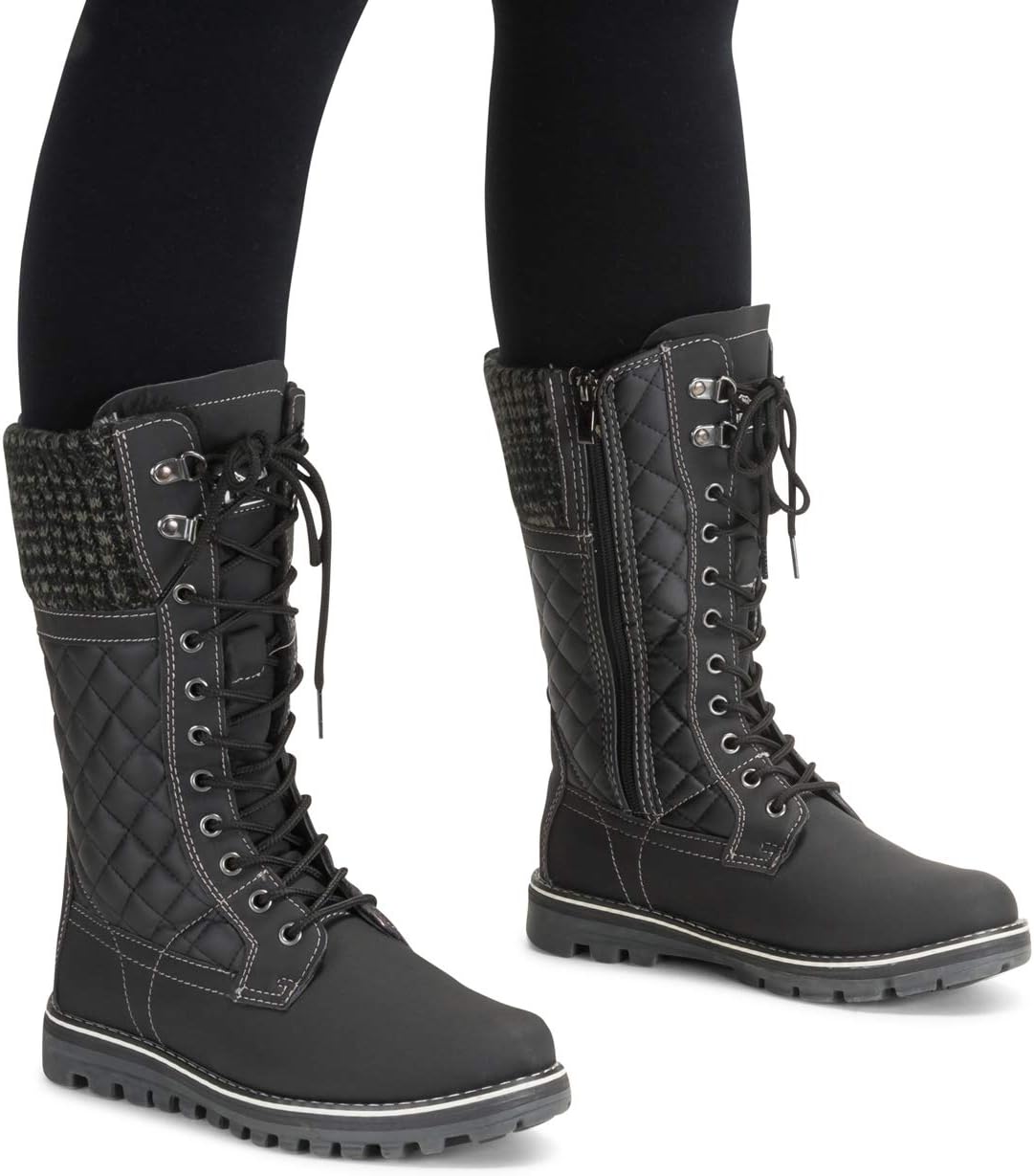 POLAR Womens Faux Fur Warm Thermal Waterproof Outdoor Walking Snow Winter Rubber Sole Calf Boots