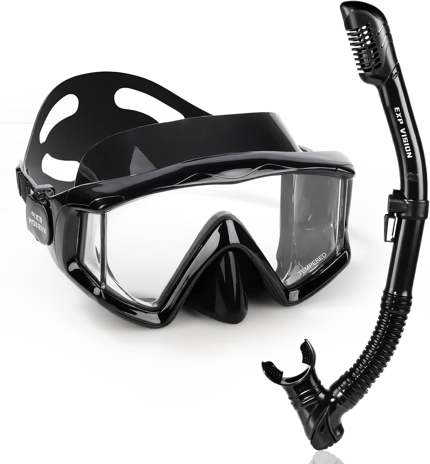 Adult Pano 3 Scuba Diving Mask, Tempered Glass Snorkel Mask Anti-Fog Swim Mask No Leakage Swim Goggles with Nose Cover Snorkeling Gear for Snorkeling