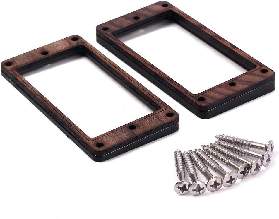Alnicov 2 Pcs Rosewood Curved Bottom Humbucker Pickup Ring Set for Epiphone Guitar Accessories
