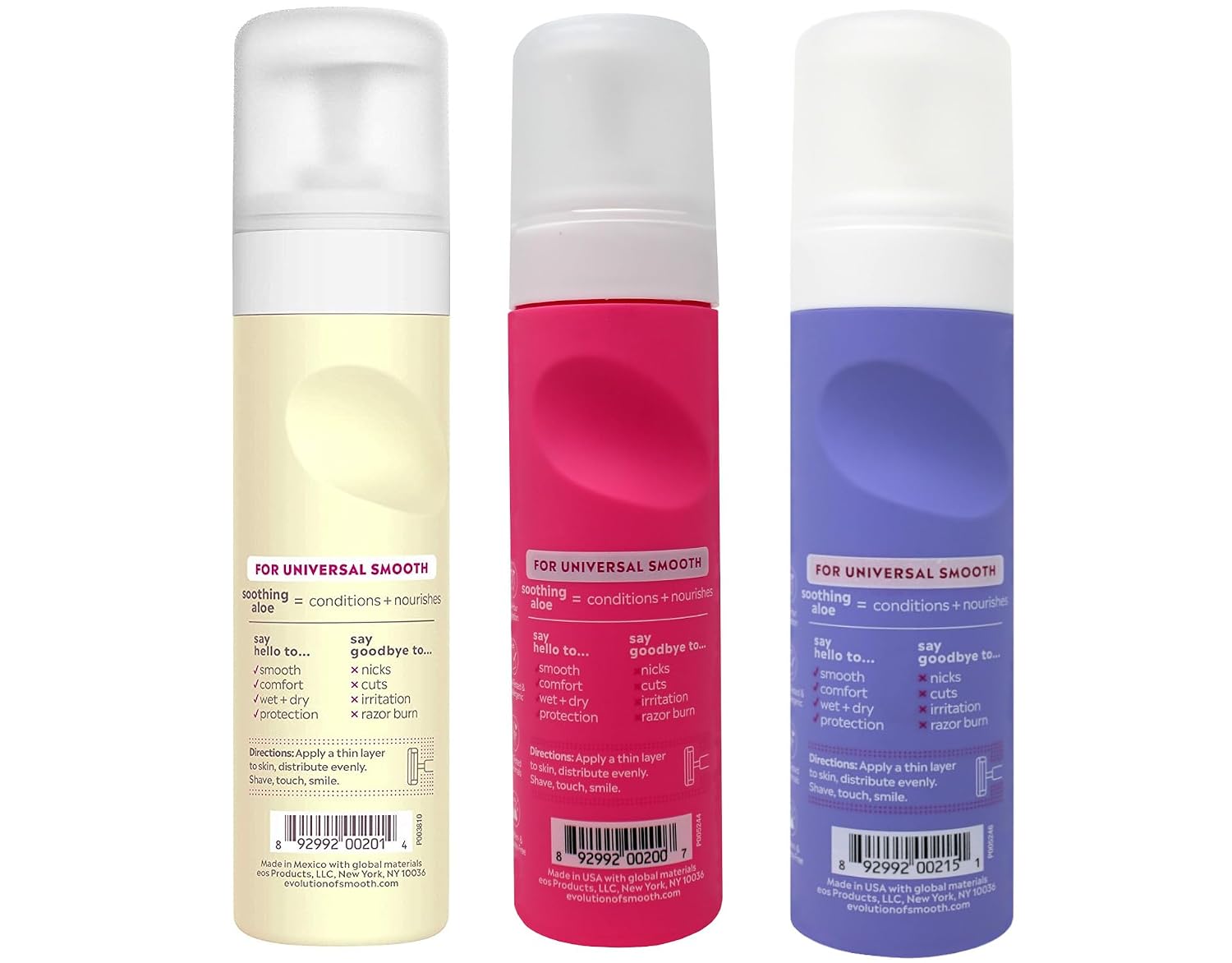 Eos Ultra Moisturizing Shave Cream Variety Pack: Pomegranate-Raspberry, Lavender Jasmine, Vanilla Bliss - 3 x 7.0 Ounce