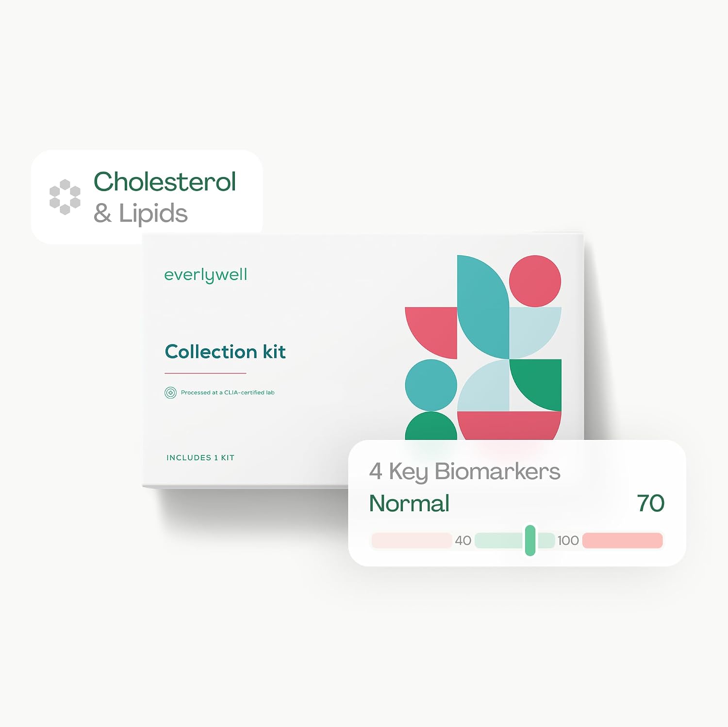 Everlywell At-Home Cholesterol and Lipids Lab Test Collection Kit for Women and Men, Measures HDL