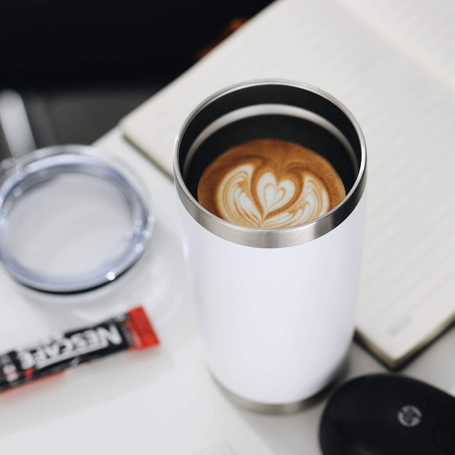 COMOOO 20oz Double Wall Vacuum Insulated Travel Mug