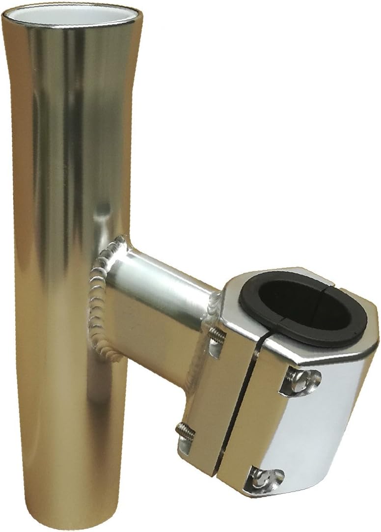 Brocraft Boat T-TOP Rod Holder / Clamp-On Rod Holder - Silver Aluminum - Vertical Mount - Fits 1" to 2" O.D. Pipe