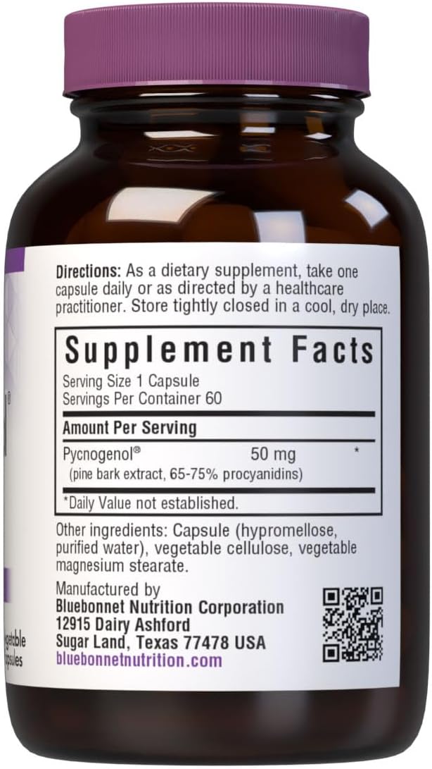 BLUEBONNET NUTRITION PYCNOGENOL 50 mg | Third-party tested for purity and potency; manufactured in the USA