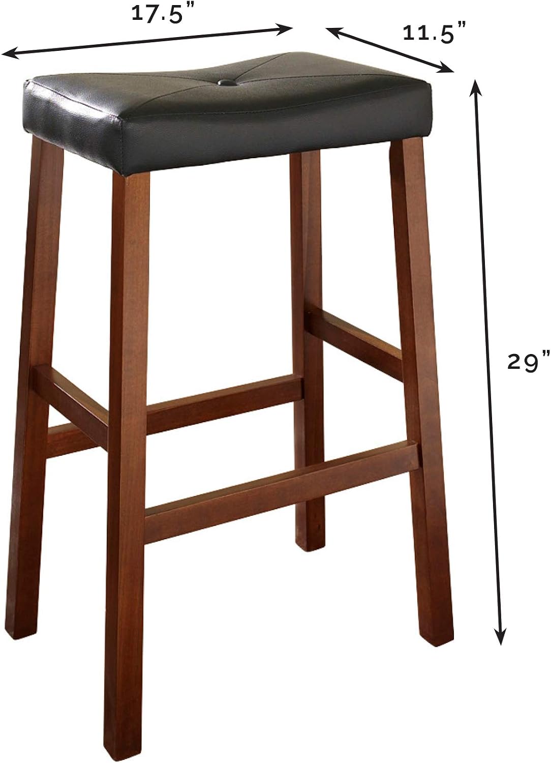 Crosley Furniture Upholstered Saddle Seat Counter Height Bar Stools Set of 2, Black, 24-inch