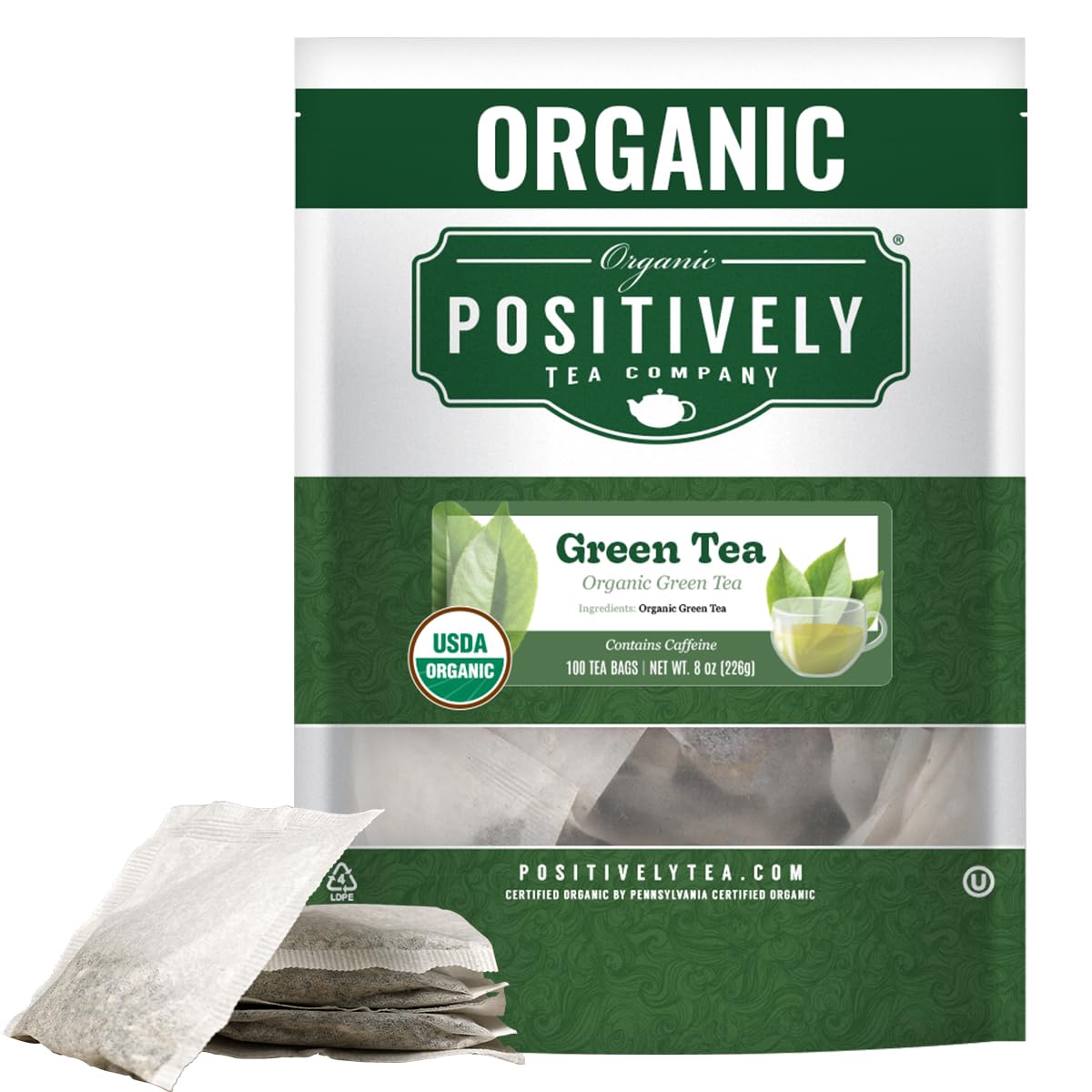 Organic Positively Tea Company, Pinhead Gunpowder Green Tea, Loose Leaf, 16 Ounce