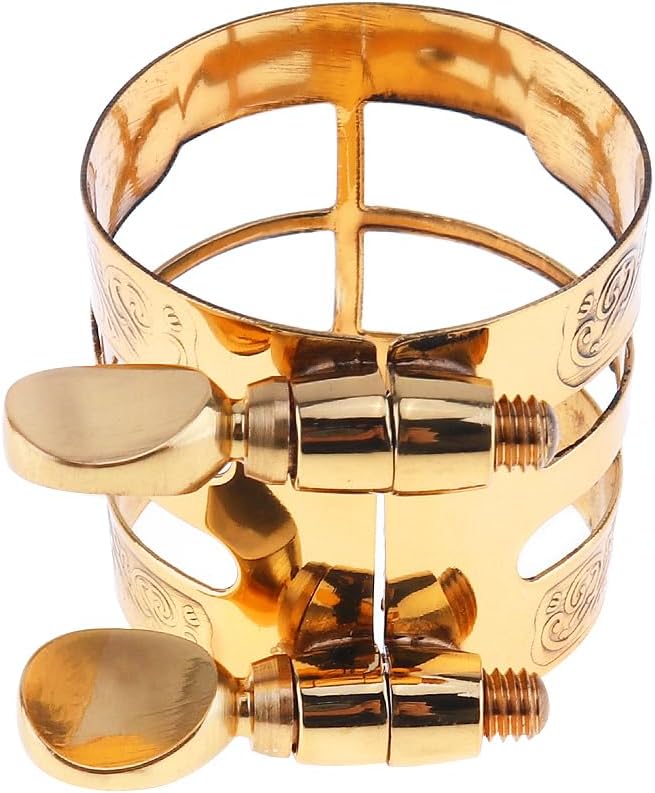 Alto Saxophone Mouthpiece Ligature, Gold, Universal, Brass Metal, E Flat, Saxophone Ligature