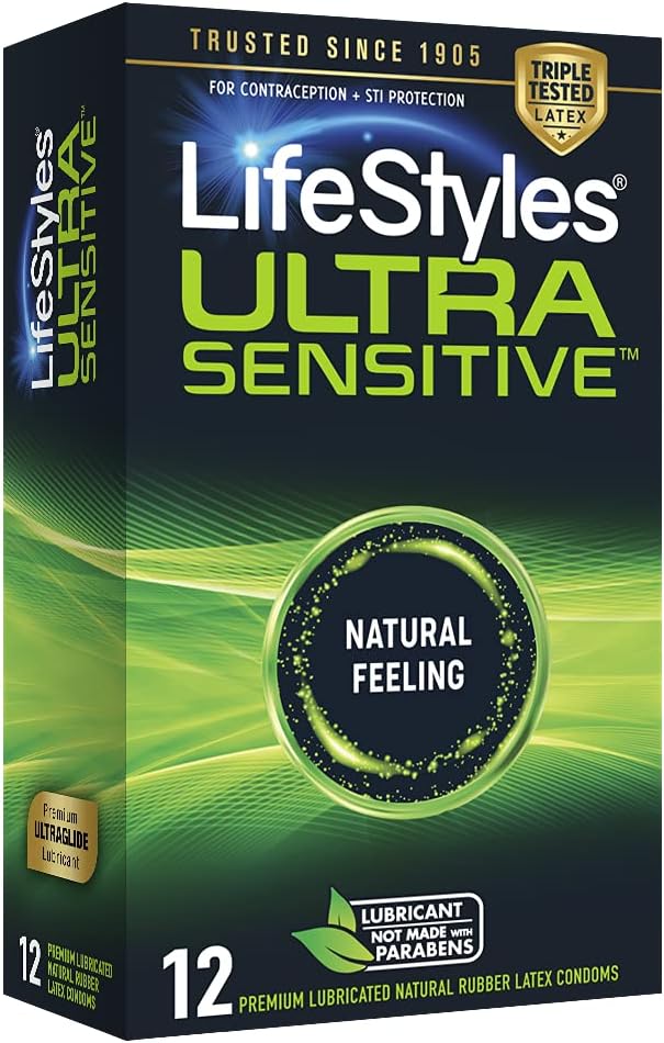 LifeStyles Ultra Sensitive Natural Feeling Lubricated Latex Condoms, 40 Count