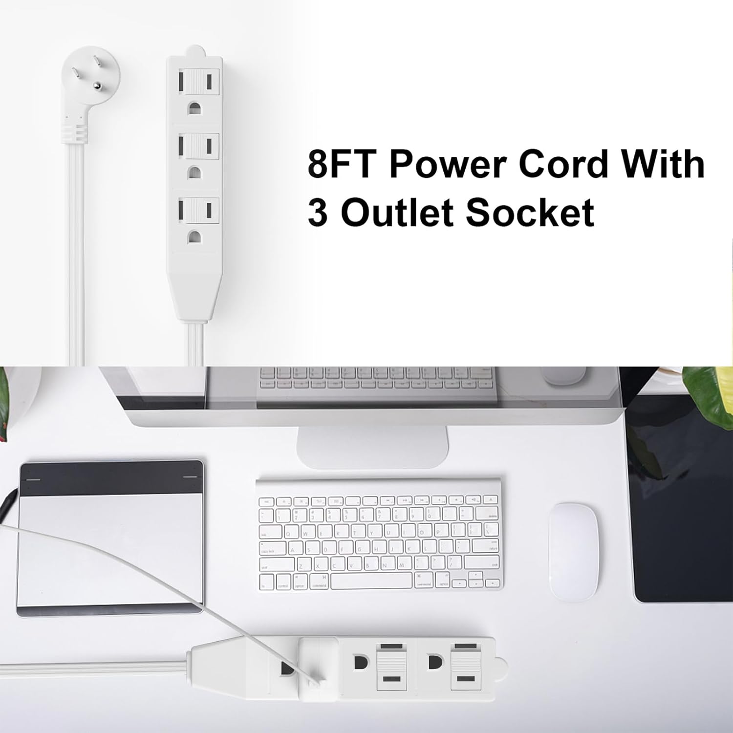 2 Pack 12 Feet 3 Outlets with Hand/Foot Switch Extension Power Cord.