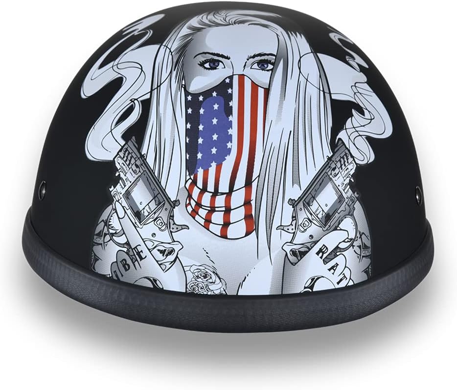 Daytona Helmets Graphics Bicycle Helmets for Men - Novelty Half Helmet with Breathable Liner - Retro Skull Cap – Eagle Headgear with Head Wrap