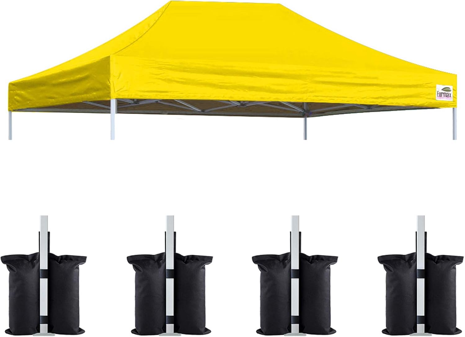 Eurmax USA 10x10 Pop Up Canopy Replacement Top,Universal Instant Canopy Cover ONLY,Heavy Duty UPF 50+ UV Protection,Water & Wind Resistant Tarp,30+ Colors Available,Bonus 4 Sand Bags (White)
