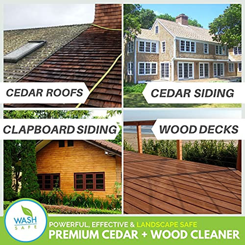 Wash Safe™ CEDAR WASH | Eco-Safe and Organic Wood Cleaner | Clear, Bleach-Free Powder Concentrate | Clean Cedar Shakes, Shingles, Clapboard, Decks, Beams and Wood Surfaces, 3LB.