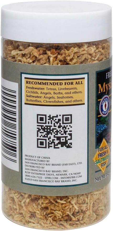 San Francisco Bay Brand Freeze-Dried Mysis Shrimp - Premium Fish Food for Live Fish, Shrimp Food