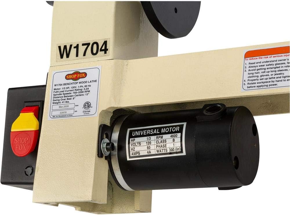 SHOP FOX W1704 1/3-Horsepower Benchtop Lathe