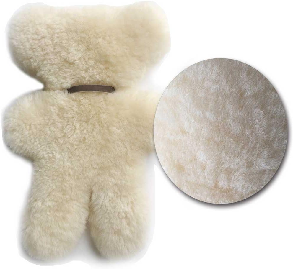 funlife 100% Australian Soft Lambskin Flat Teddy Bear for Baby Birthday Gift,Natural Snuggle Bear for Infant,Cream