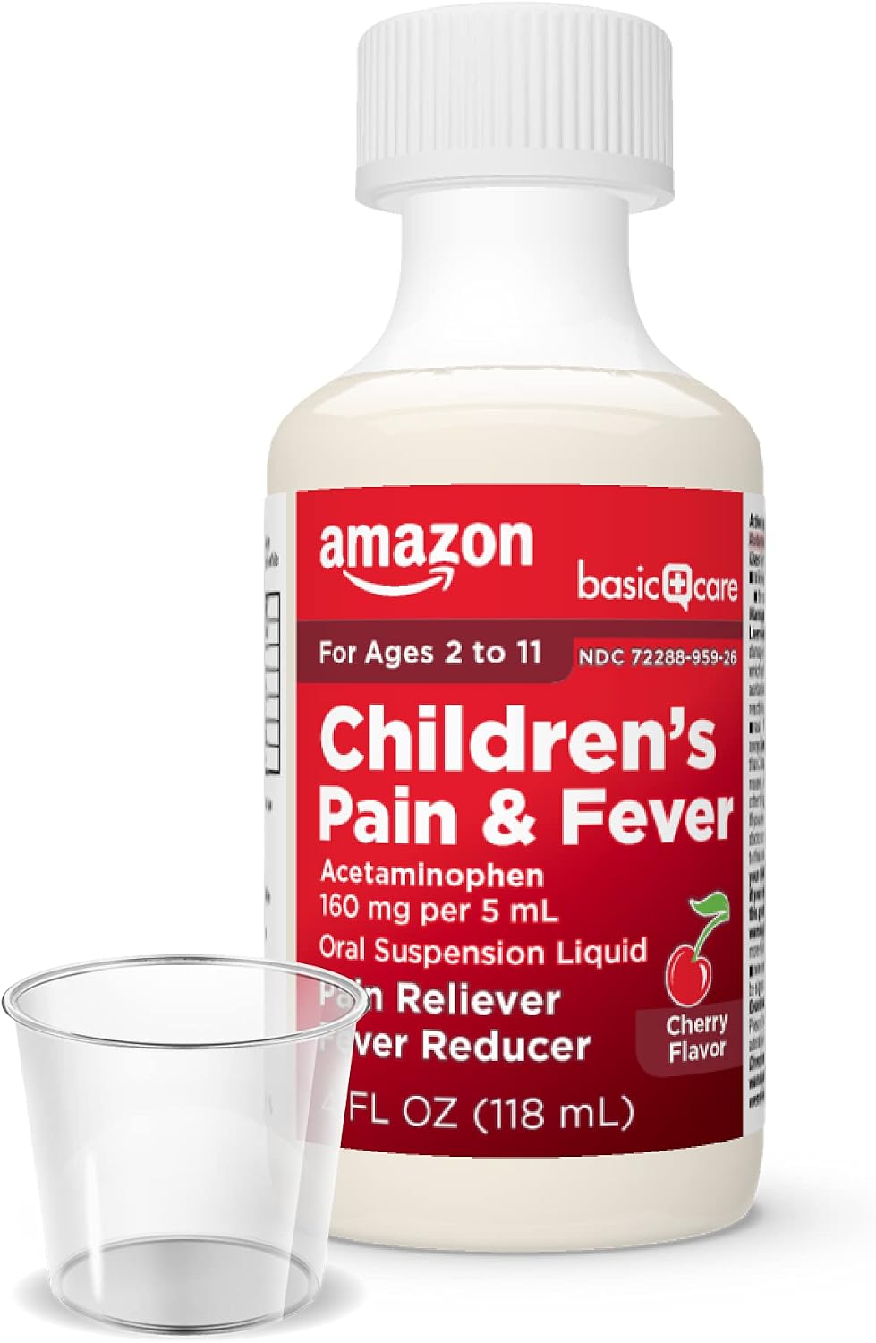 Amazon Basic Care Children's Acetaminophen 160 mg per 5 mL Oral Suspension, Grape Flavor, Pain Reliever and Fever Reducer, 4 fl oz