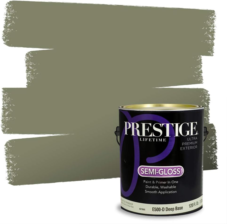 PRESTIGE Paints Exterior Paint and Primer In One, 1-Gallon, Flat, Comparable Match of Sherwin Williams* Coastal Plain*