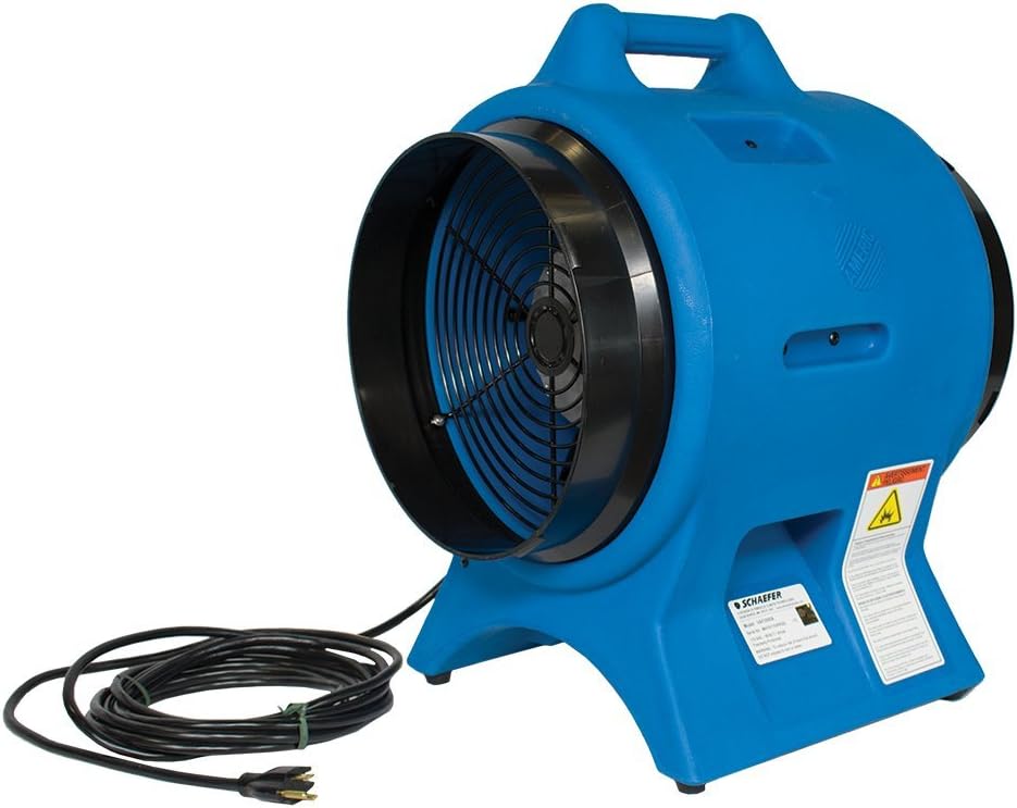 Schaefer VAF3000A 12" Diameter Industrial Confined Space Ventilator 115V 50/60Hz High Velocity Axial Exhaust Fan for Construction & Confined Spaces