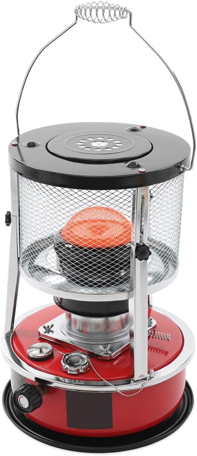 2 in 1 Portable Kerosene Heater & Stove Height Adjustable, 2600W Kerosene Stove, Non Electric Heaters for Indoor Outdoor, Emergency Oil Heater 107.64-161.46 ft²heating area for 15-17 hour(Black)