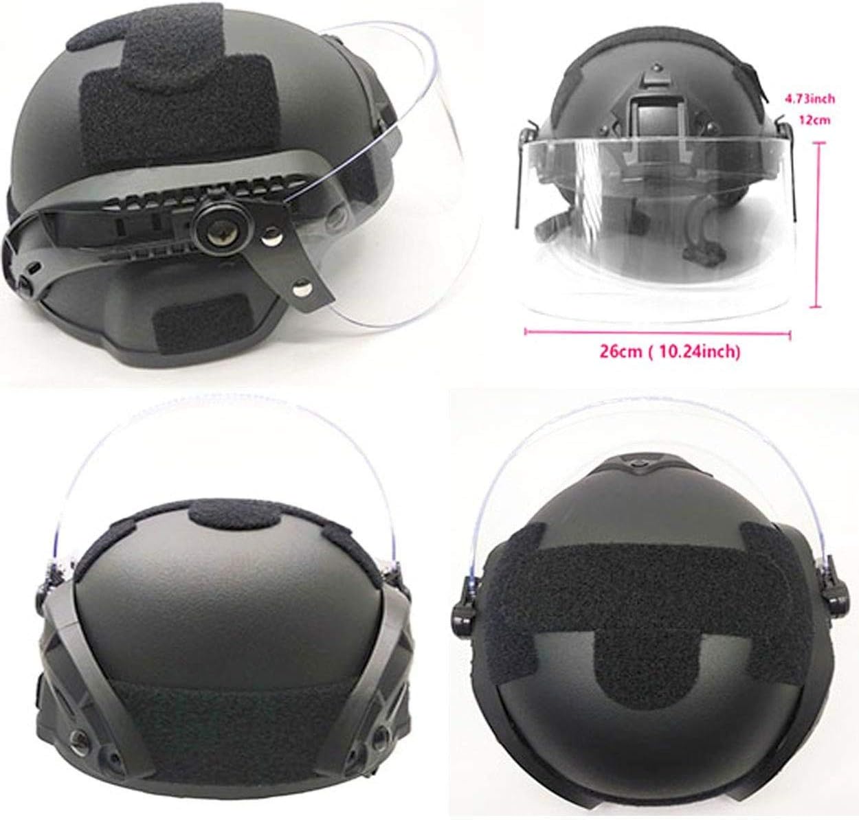 Airsoft MICH 2000 ACH Tactical Helmet with Clear Visor NVG Mount and Side Rail