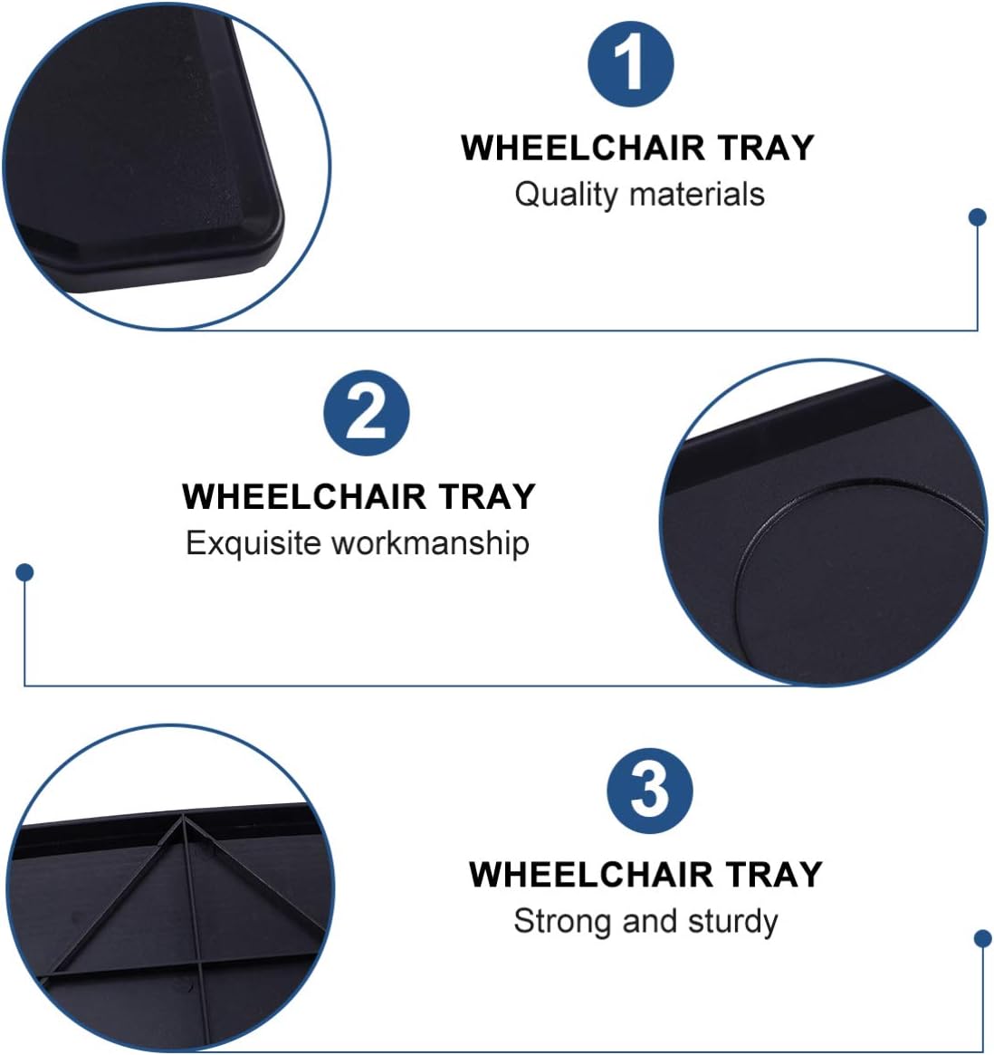 EXCEART Wheelchair Tray Table with Cup Holder Detachable Portable Lap Tray for Wheelchair Accessories Dining Reading Writing Aid Black 20.5X11.8 Inch