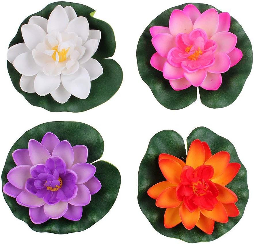 Set of 4pcs Floating Pond Decor Water Lily/Lotus Foam Flower