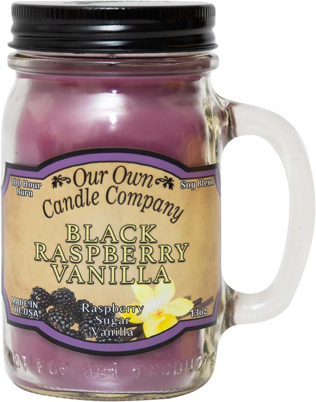 Balsam Pine Scented Mason Jar Candle, Our Own Candle Company, 13 oz | Clean, fresh Balsam-pine-tree scent; soy blend wax; lead-free wick with patented straightener; long lasting