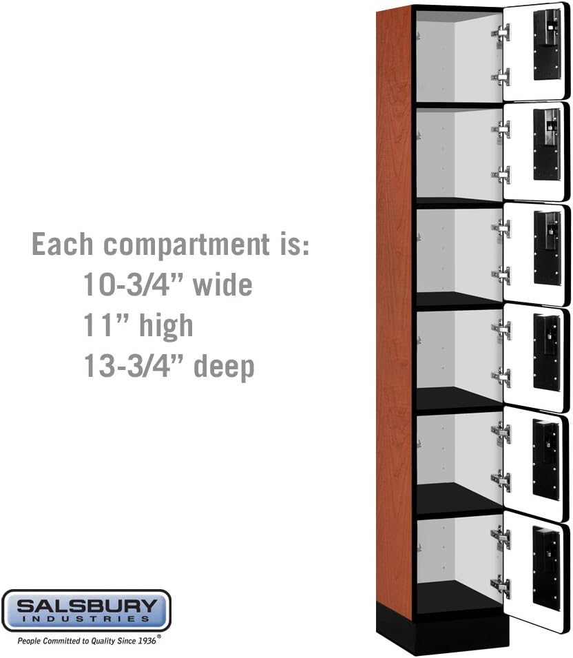 Salsbury Industries 36365MAH Six Tier Box Style Designer Wood Locker, 6' 3" x 15", Mahogany