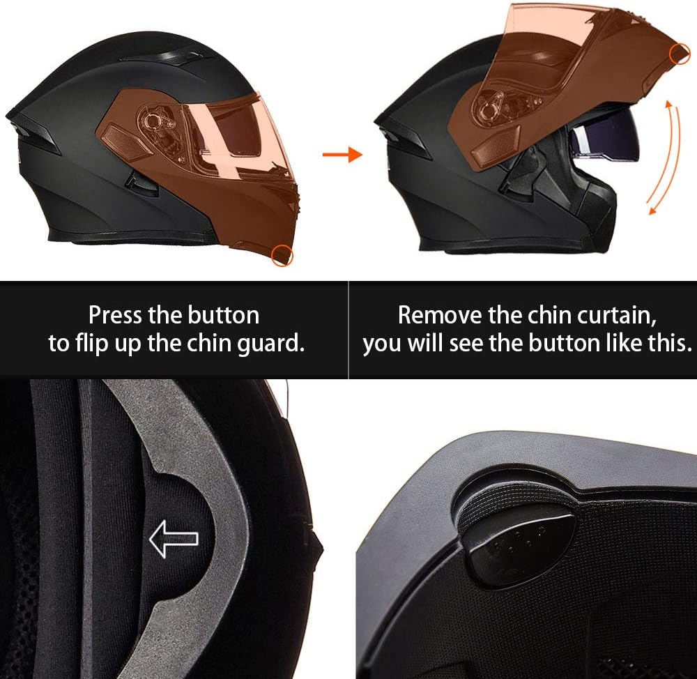 ILM Motorcycle Dual Visor Flip up Modular Full Face Helmet DOT Model 902/902L