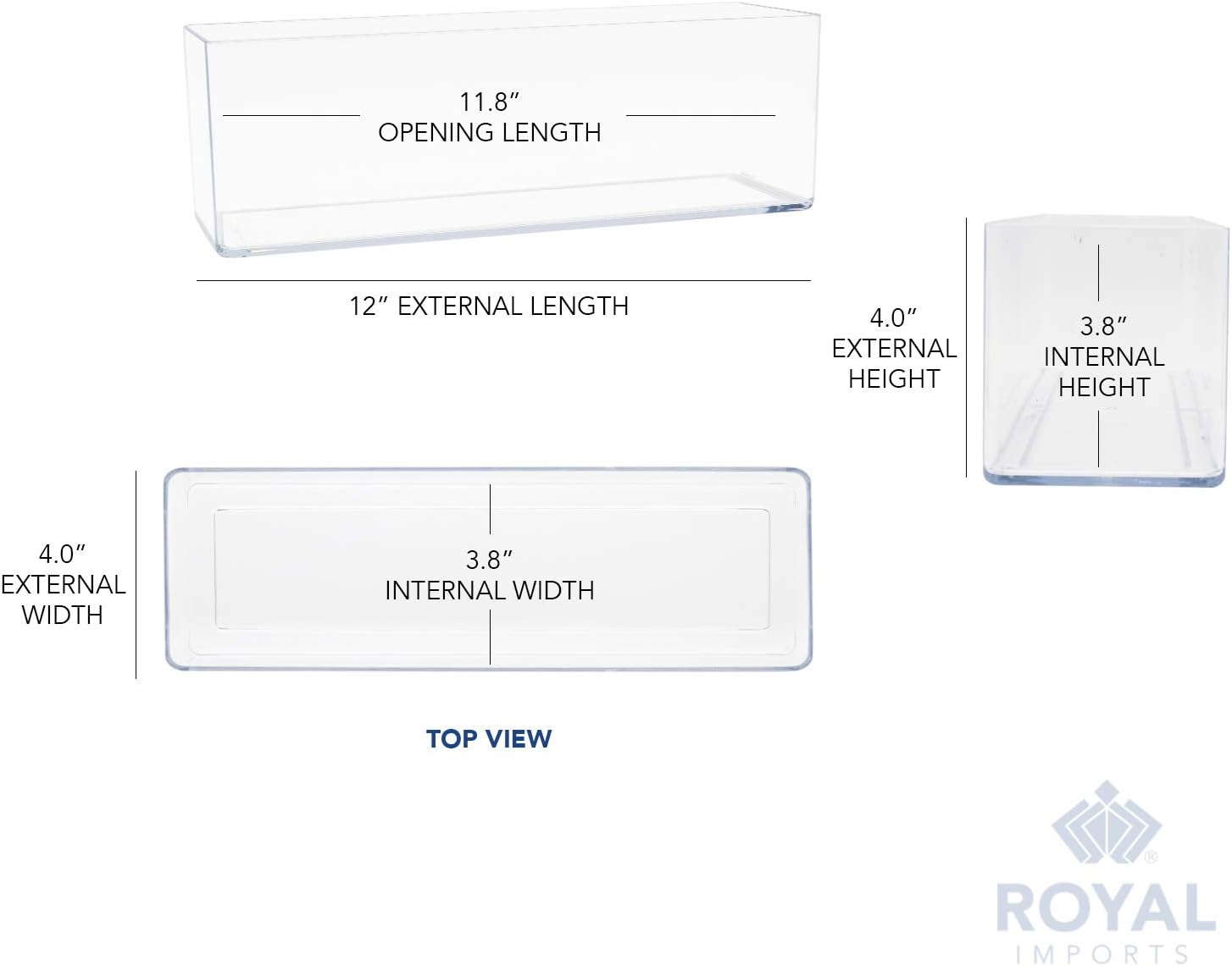 Royal Imports Flower Vase Acrylic Rectangle- Decorative Centerpiece, Succulent Planter Pot for Home or Wedding - Non Breakable Plastic, 4" X12 Low Square - Clear
