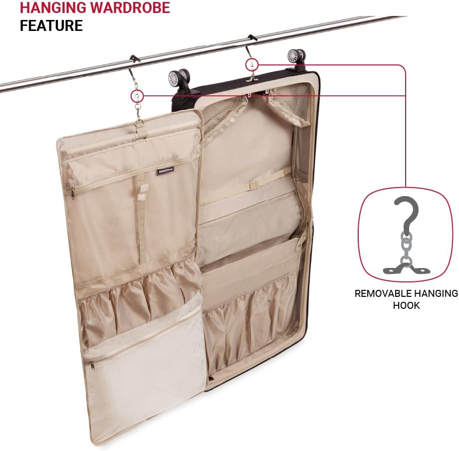 SwissGear 7895 Premium Rolling Garment Bag, Bonus Hanging Feature, Men's and Women's, 24-Inch Luggage - Black
