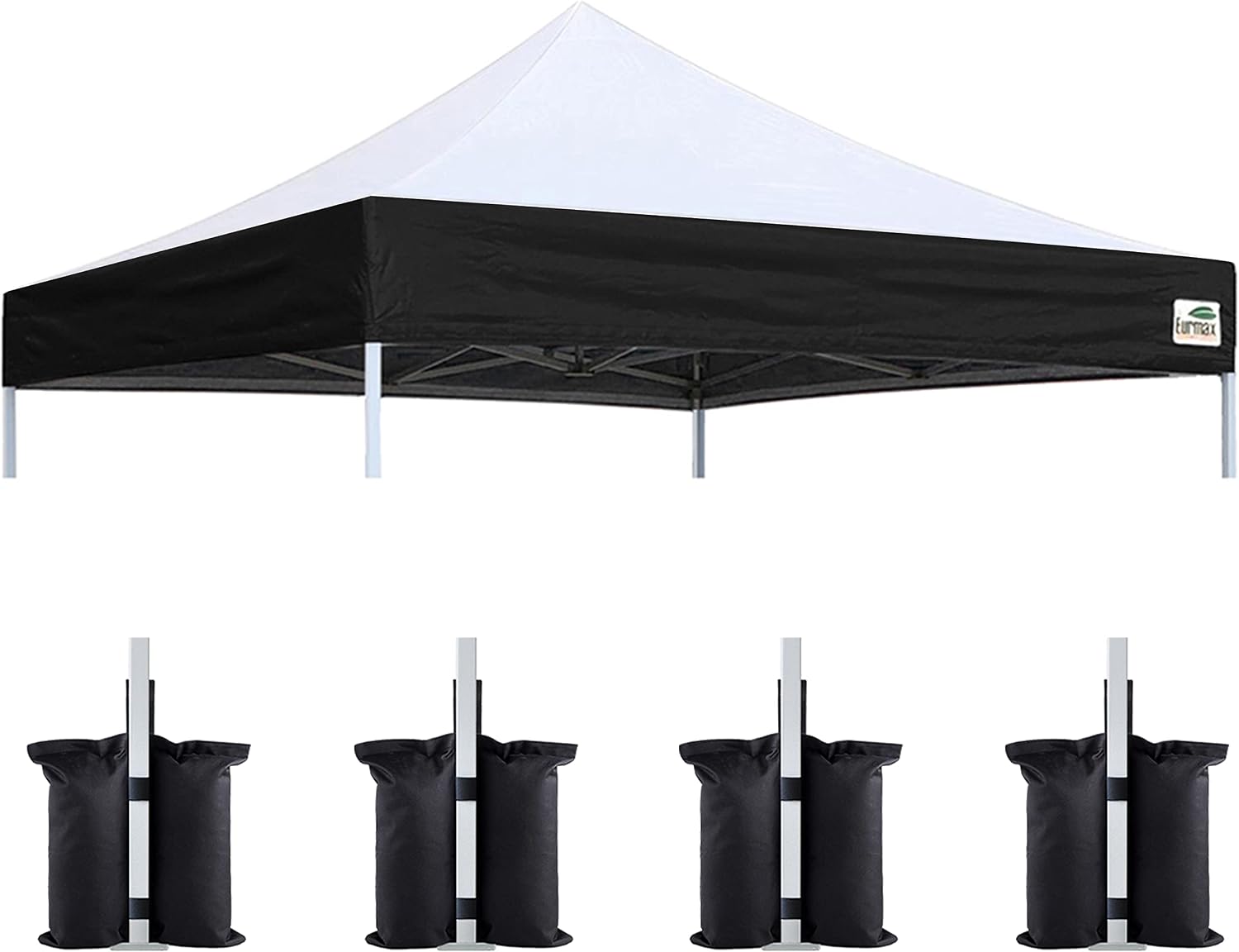 Eurmax USA 10x10 Pop Up Canopy Replacement Top,Universal Instant Canopy Cover ONLY,Heavy Duty UPF 50+ UV Protection,Water & Wind Resistant Tarp,30+ Colors Available,Bonus 4 Sand Bags (White)