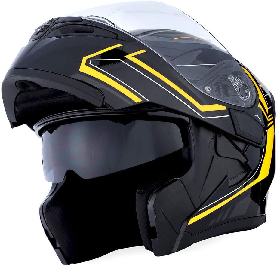 1Storm Motorcycle Modular Full Face Helmet Bike Flip up Dual Visor Sun Shield: HB89 Matt Black