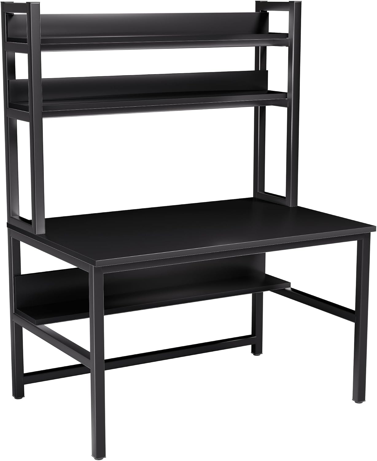 Aquzee Computer Desk with Shelves, 47" W x 23.6" D Gaming Desk with Hutch and Bookshelf