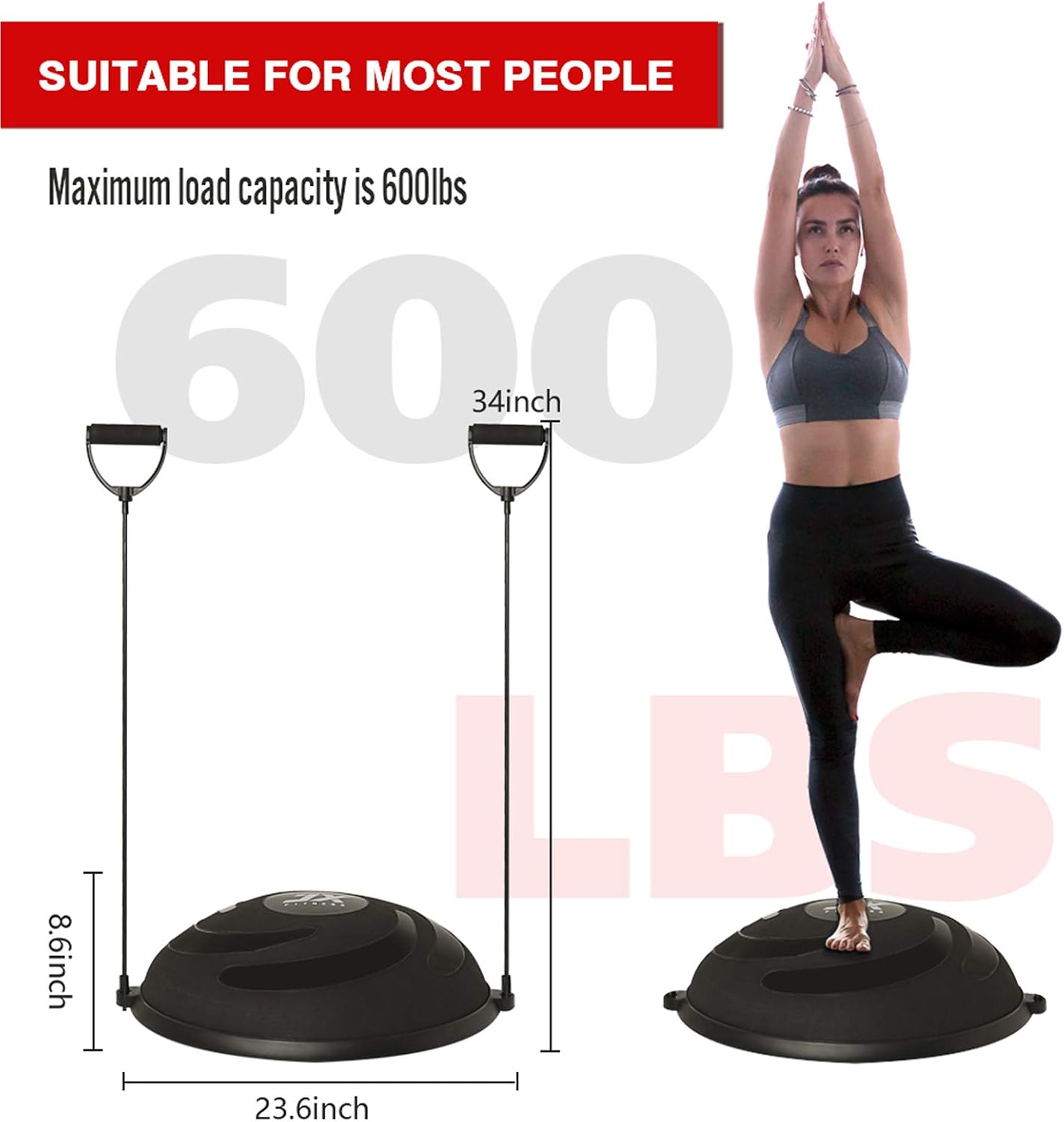 JX FITNESS 58cm Balance Half Ball Trainer