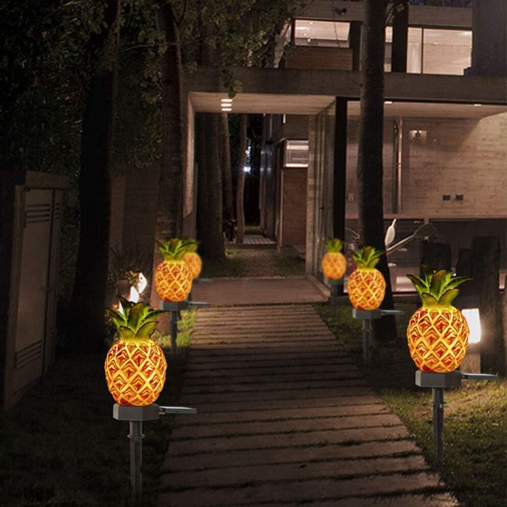 Uonlytech 2-Pack Pineapple Solar Outdoor Landscape Lights Waterproof Solar Garden Lamps for Pathways Yard Patio Party Outdoor Decoration