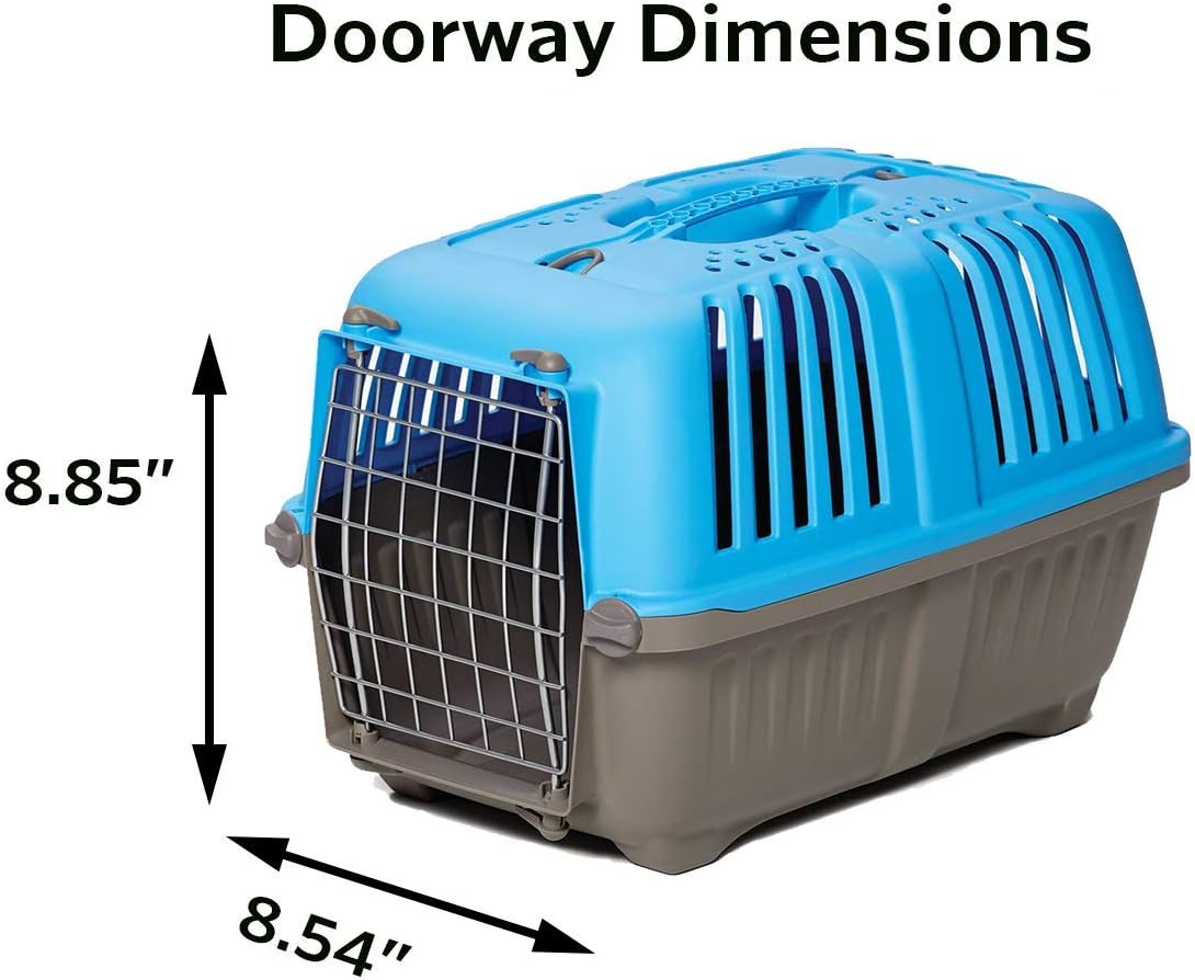 Spree by MidWest 19-Inch Travel Carrier, Blue, Fits Pets up to 10 lbs | Hard-Sided Pet Carrier, Steel Door, Ventilated Design, Locking Tabs, Easy Assembly