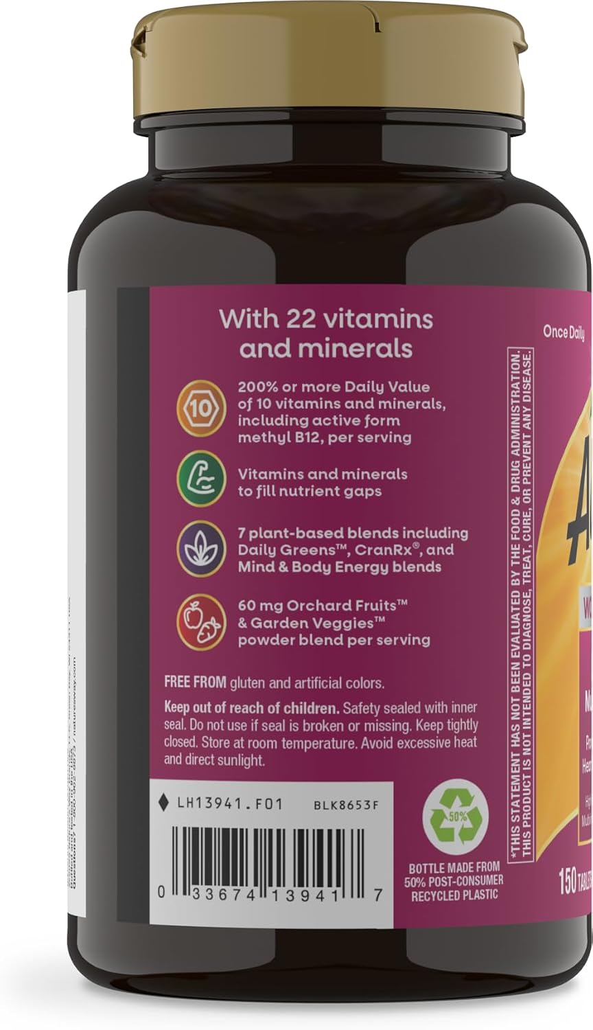 Nature's Way Alive! Women's 50 Plus Ultra Potency Multivitamin, 60 ct | Complete and High Potency Formula with Vitamin D3, C, E, and Methylated B12; Supports Heart, Brain, and Bone Health*.