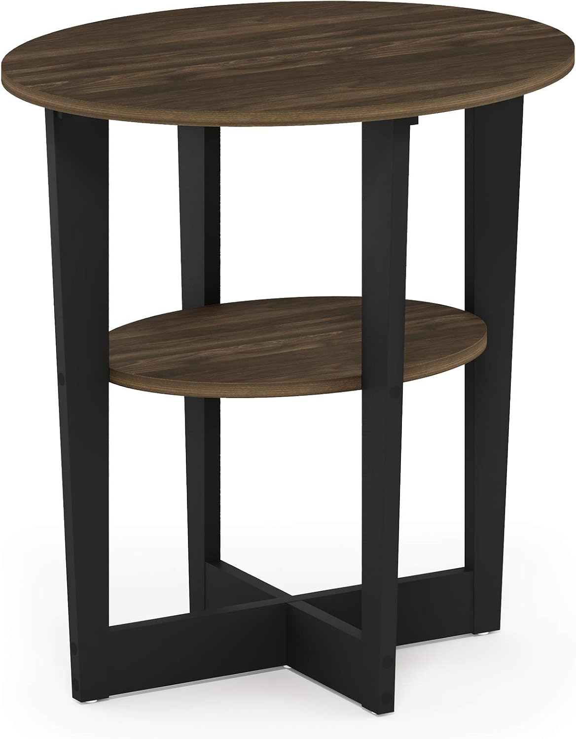 Furinno SIMPLE DESIGN Side Table, 2-Tier Modern End Table with Soft Edges, Open Shelves Night Stand, Bedside Table, for Living Room, Bedroom, French Oak