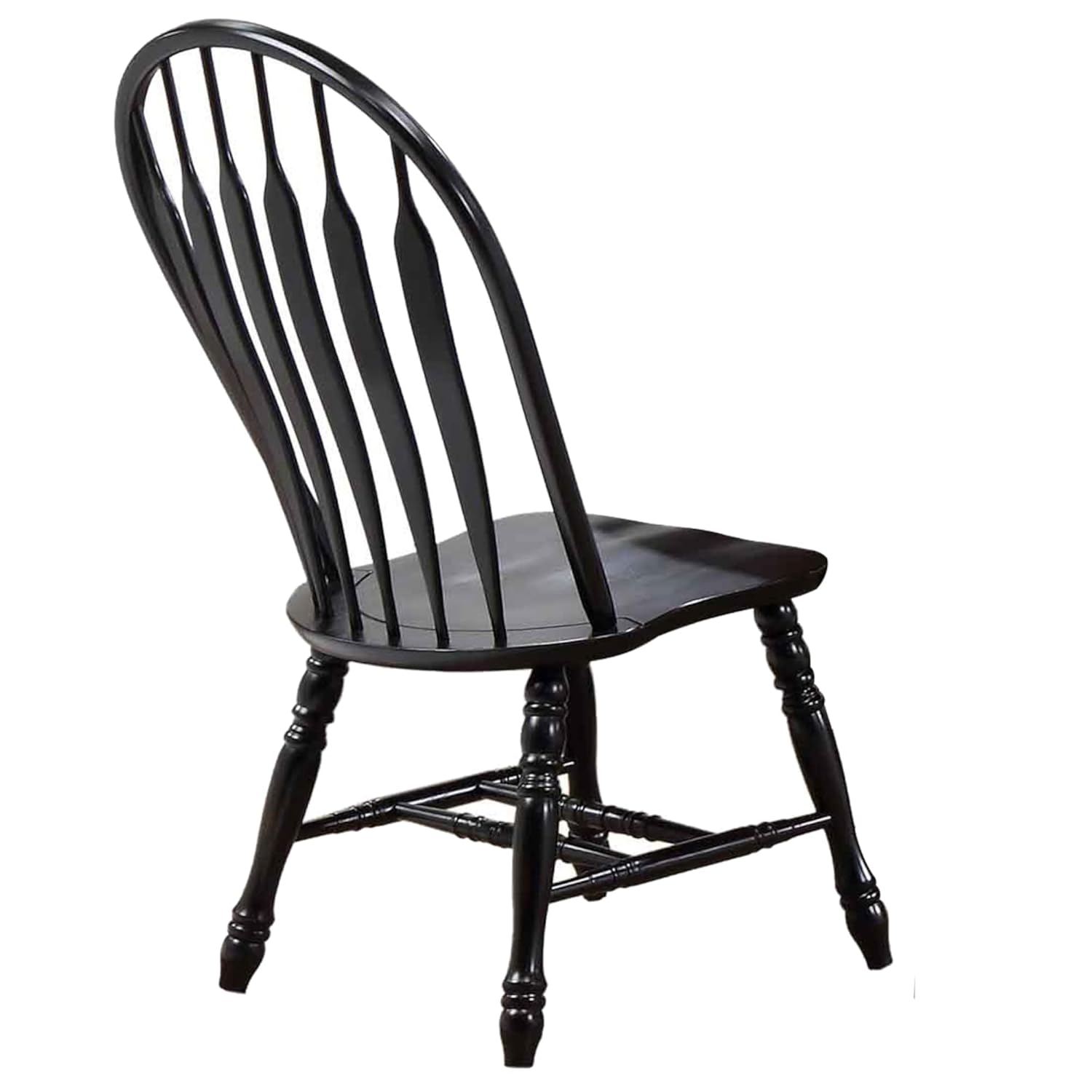Sunset Trading Selections Keyhole Windsor Dining Side Chairs | Set of 2 Fully Assembled Sidechairs | Antique Black Cherry Distressed Solid Wood